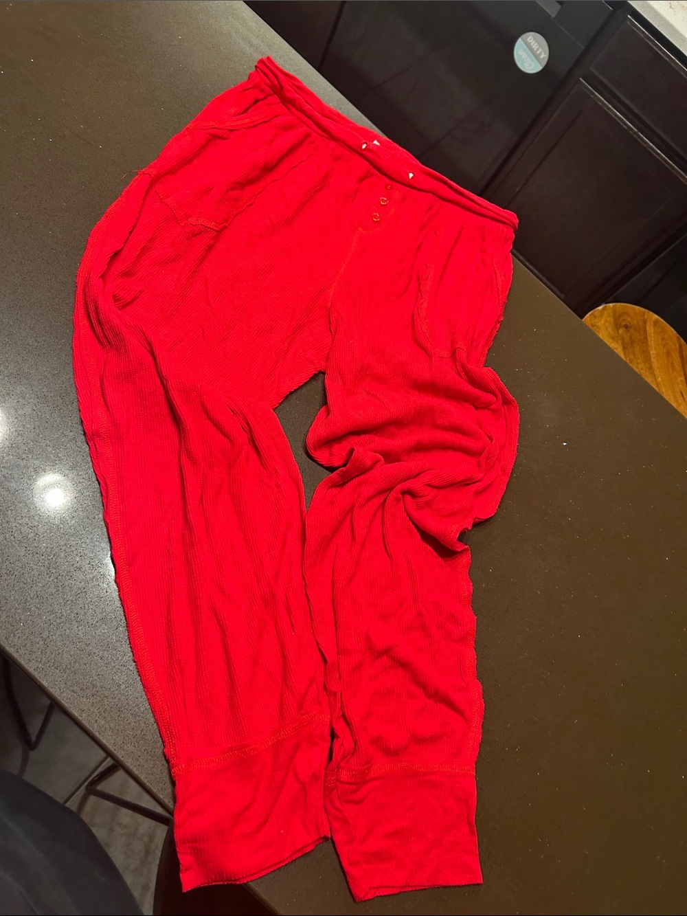 Red Ribbed Lounge Bottoms